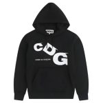 CDG Black Hoodie White Printed Logo