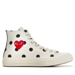 CDG Converse Red Heart Polka Dot Sneakers 70 High – White