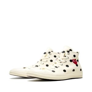 CDG Converse Red Heart Polka Dot Sneakers 70 High – White