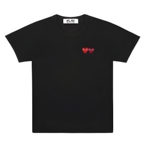 CDG Play Basic T-Shirt Two Emblems - Black
