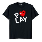 CDG Play Black Double Heart Screenprint T-Shirt