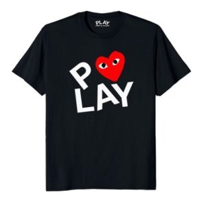 CDG Play Black Double Heart Screenprint T-Shirt