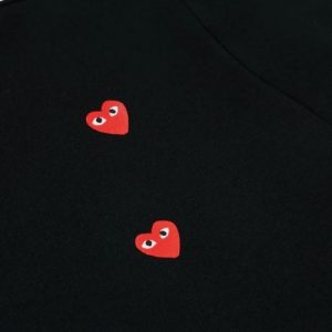 CDG Play Black Multi Red Heart Logo T-Shirt