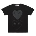 CDG Play Black T-Shirt Double Black Heart Print