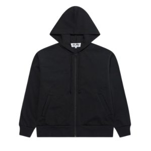 CDG Play Black Zip Hoodie Red Invader Heart & Blue Emblem