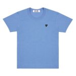 CDG Play Blue Basic T-Shirt Small Black Heart Emblem