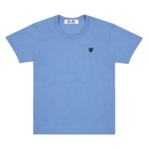 CDG Play Blue Basic T-Shirt Small Black Heart Emblem