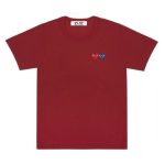 CDG Play Burgundy T-Shirt Double Heart Emblem