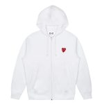 CDG Play Double Heart Zip Hoodie – White