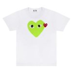 CDG Play Green T-Shirt Pastel Heart & Red Emblem