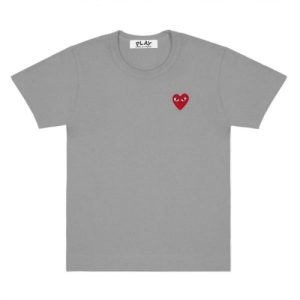 CDG Play Grey Basic T-Shirt Red Heart Emblem