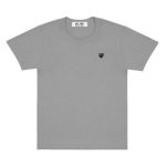 CDG Play Grey Basic T-Shirt Small Black Heart Emblem