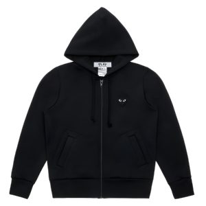 Cdg Play Big Heart Zip Hoodie Black