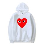 Comme Des Garcons BIG Red Heart Hoodie – White