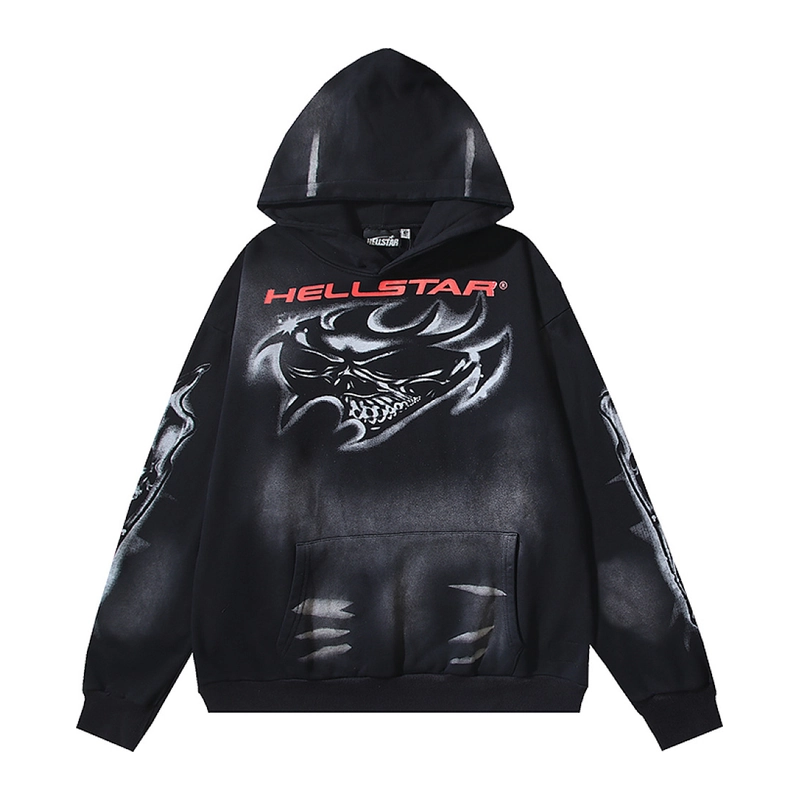 Hellstar Airbrushed Skull Black Hoodie Hellstar Airbrushed Skull Black Hoodie