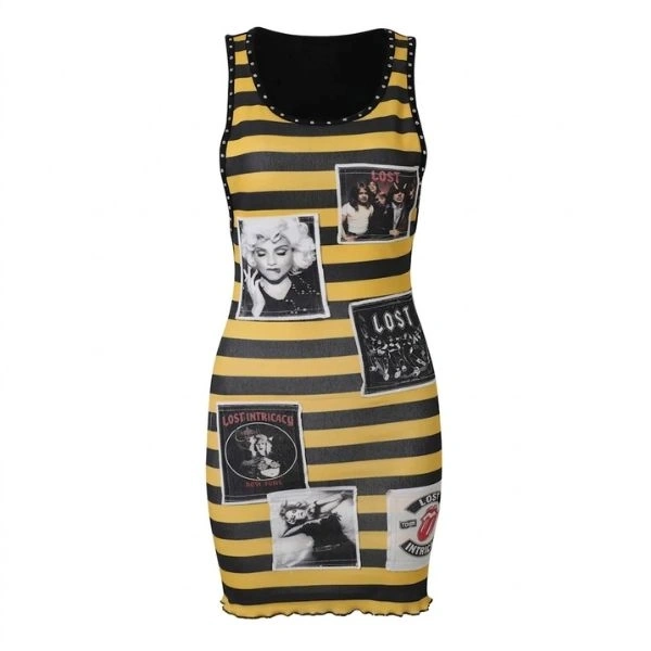 Lost Intricacy Black & Yellow Rebel Muse Dress Lost Intricacy Black & Yellow Rebel Muse Dress