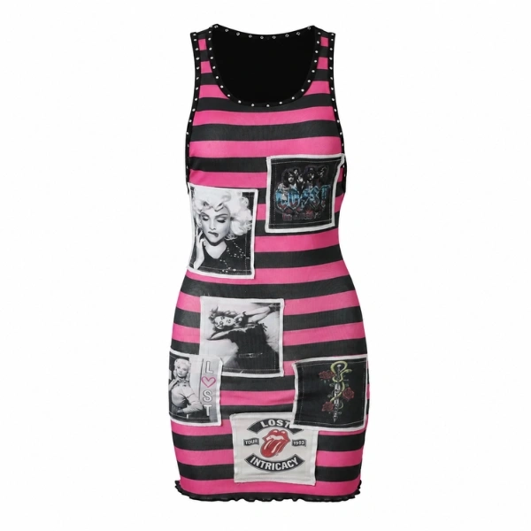 Lost Intricacy Pink & Black Rebel Muse Dress Lost Intricacy Pink & Black Rebel Muse Dress